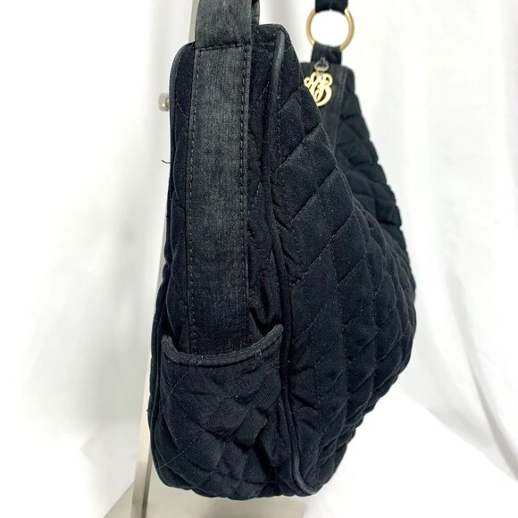 VERA BRADLEY Black Quilted Gold Color Metal Handbag Hobo Style Purse Tote - Picture 5 of 9